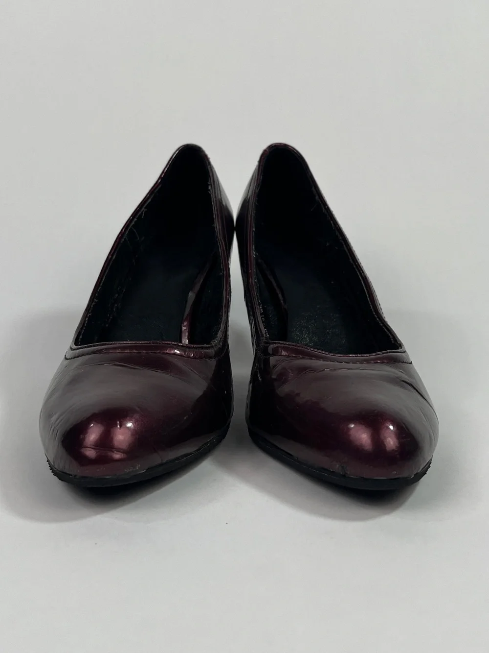 ALDO Women's Burgundy Classic Mid-Heel Almond Toe Pumps